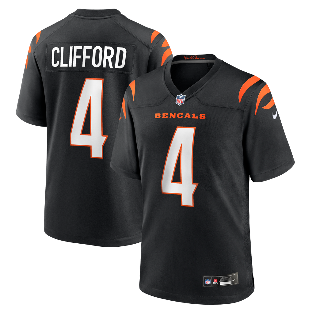 Men's Cincinnati Bengals Sean Clifford Nike Black Team Game Jersey - Image 2