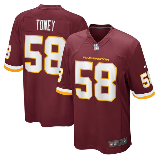 Men's Washington Football Team Shaka Toney Nike Burgundy Game Jersey - Image 1