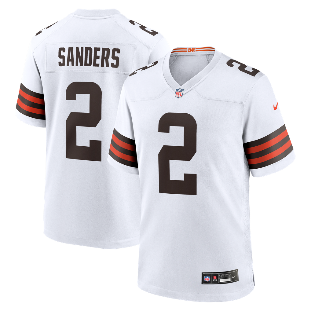 Men's Cleveland Browns Shedeur Sanders Nike White Game Jersey - Image 2