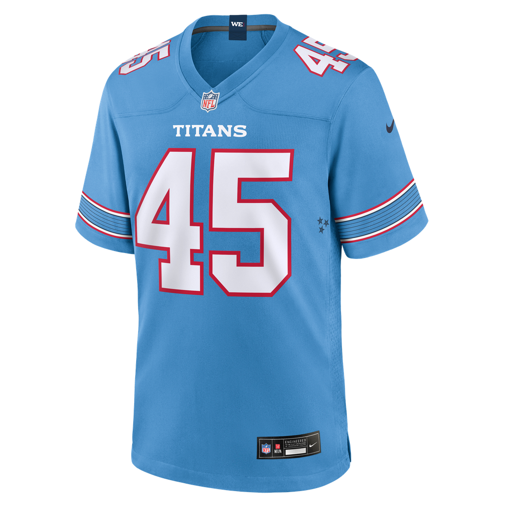 Men's Tennessee Titans Shemar Bartholomew Nike Light Blue Team Game Jersey - Image 3