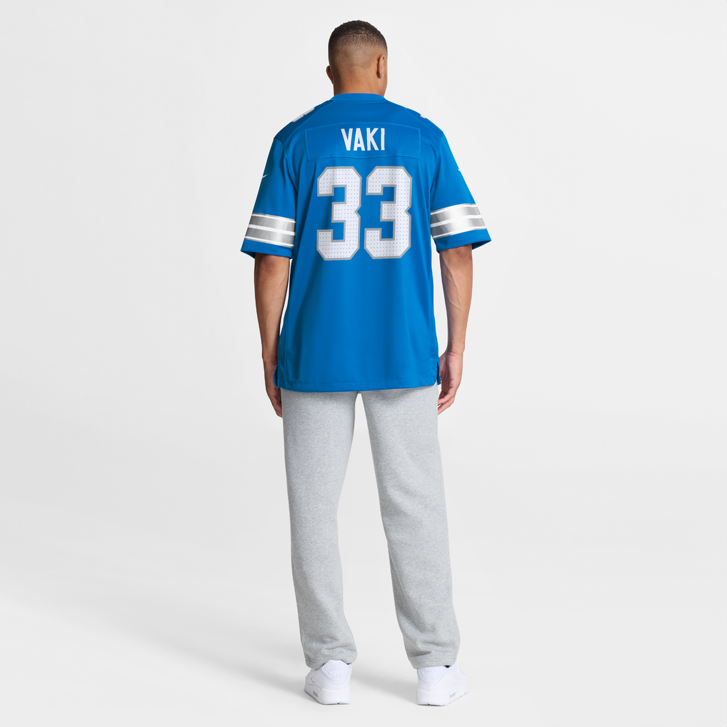 Men's Detroit Lions Sione Vaki Nike  Blue Team Game Jersey - Image 9