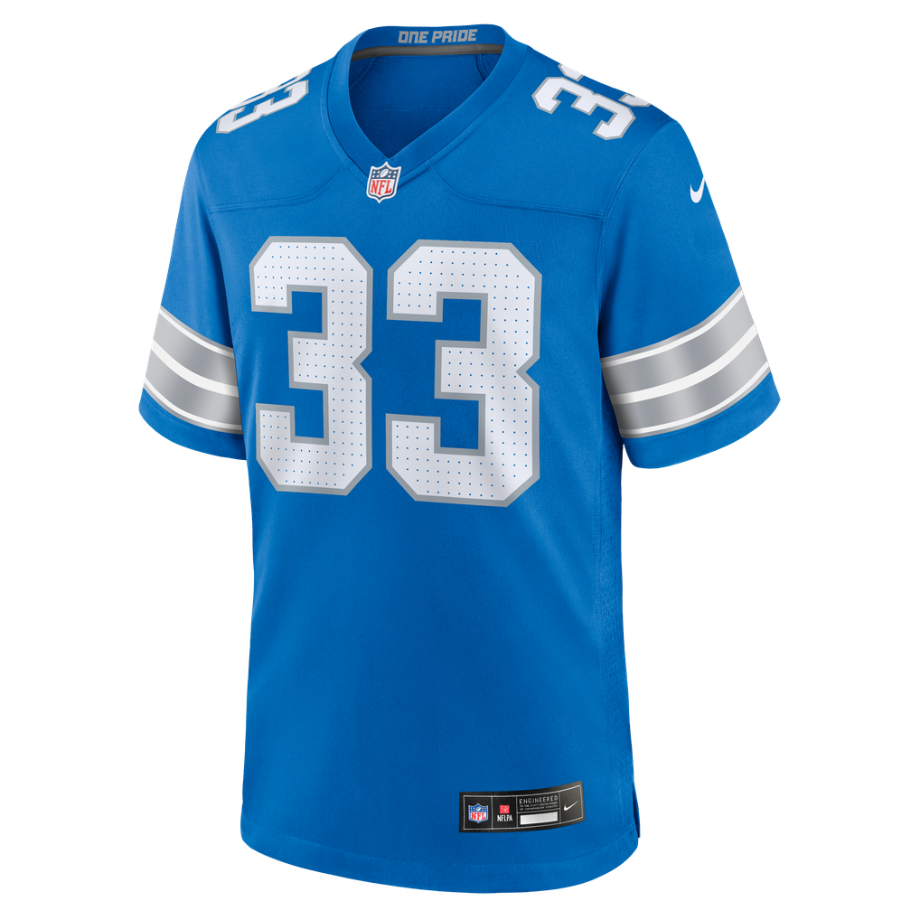 Men's Detroit Lions Sione Vaki Nike  Blue Team Game Jersey - Image 3