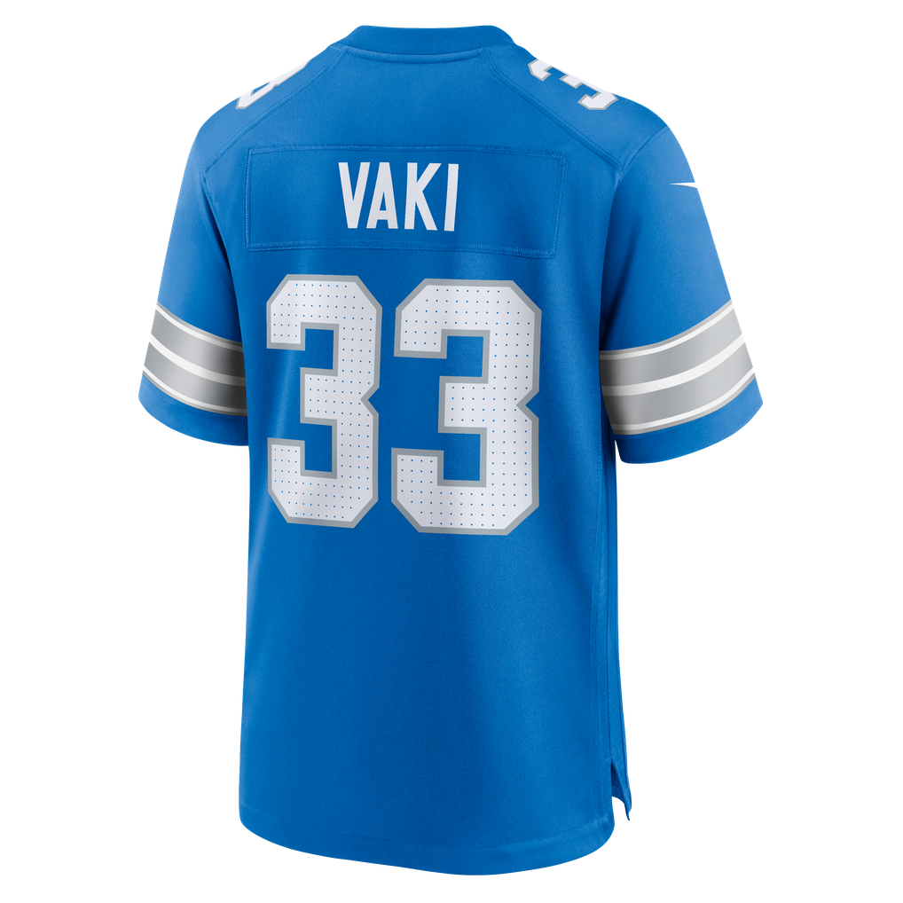 Men's Detroit Lions Sione Vaki Nike  Blue Team Game Jersey - Image 4