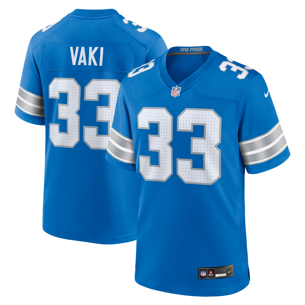 Men's Detroit Lions Sione Vaki Nike  Blue Team Game Jersey - Image 1