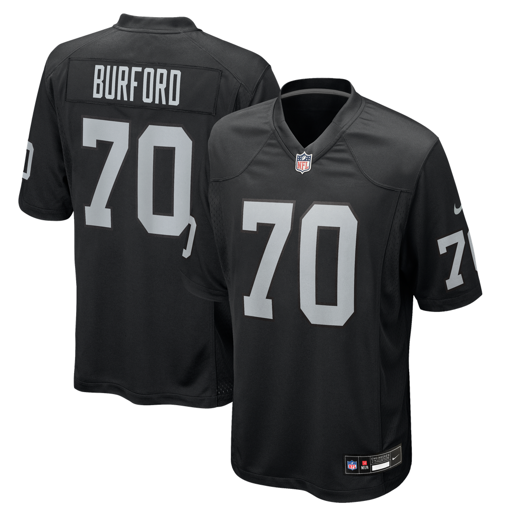Men's Las Vegas Raiders Spencer Burford Nike Black Team Game Jersey - Image 1