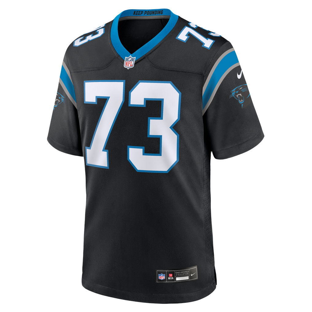 Men's Carolina Panthers Stone Forsythe Nike Black Team Game Jersey - Image 3