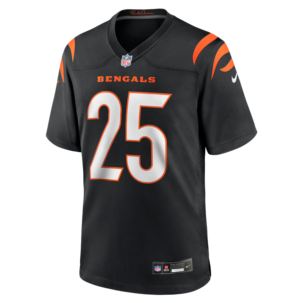 Men's Cincinnati Bengals Tahj Brooks Nike Black Team Game Jersey - Image 3