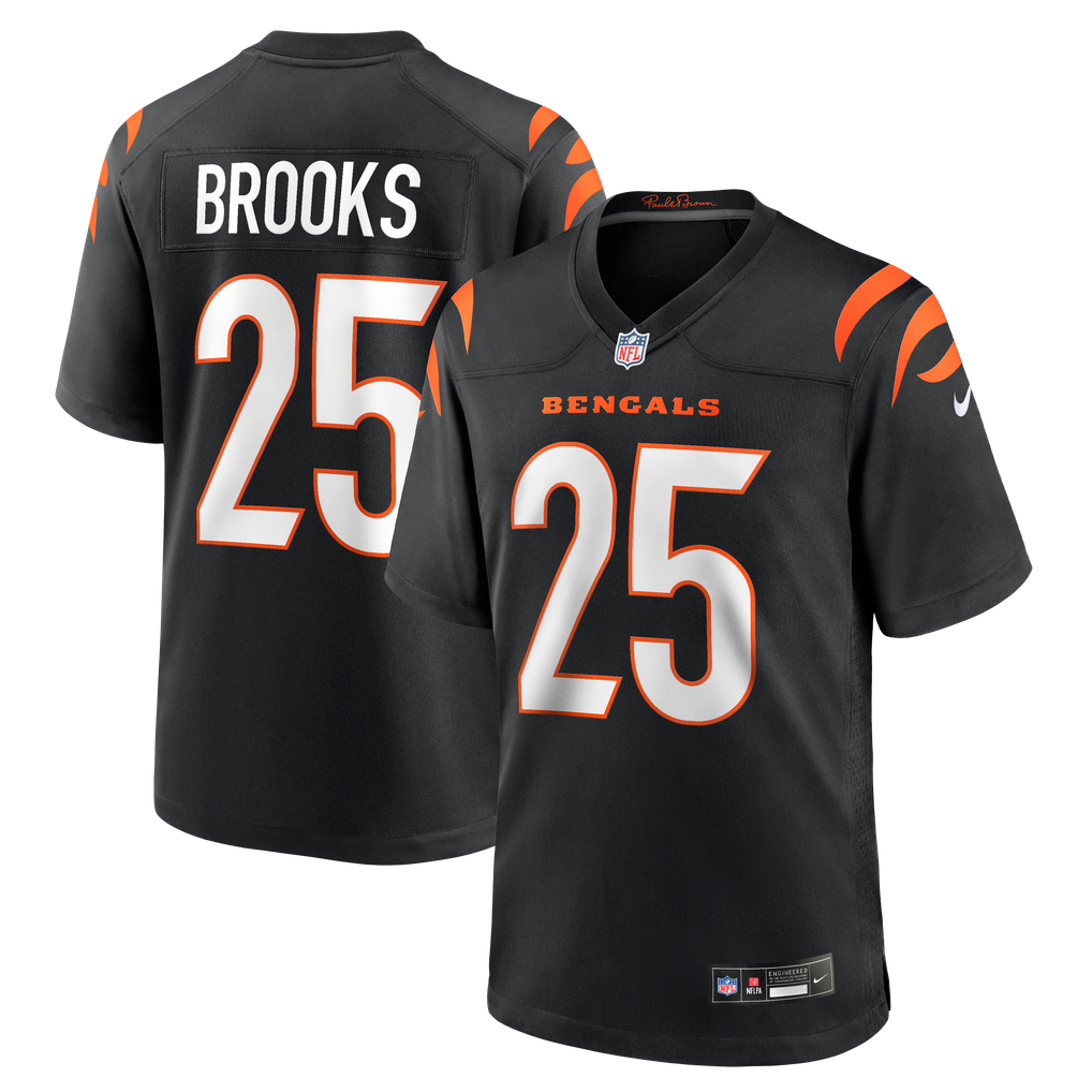 Men's Cincinnati Bengals Tahj Brooks Nike Black Team Game Jersey - Image 1
