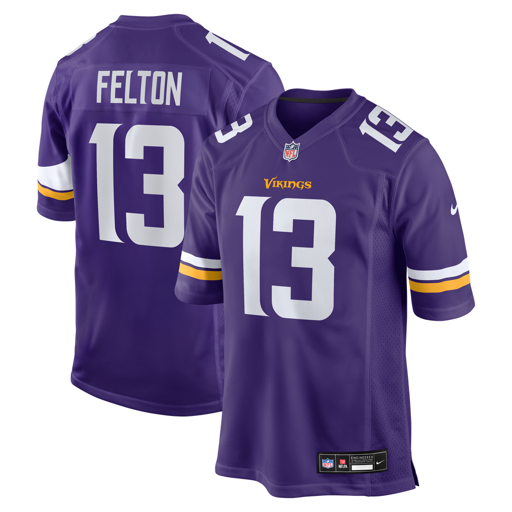 Men's Minnesota Vikings Tai Felton Nike  Purple Team Game Jersey - Image 2