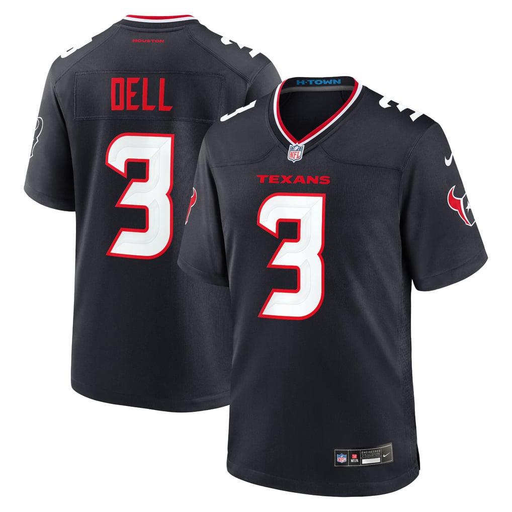 Men's Houston Texans Tank Dell Nike Navy Game Jersey - Image 2
