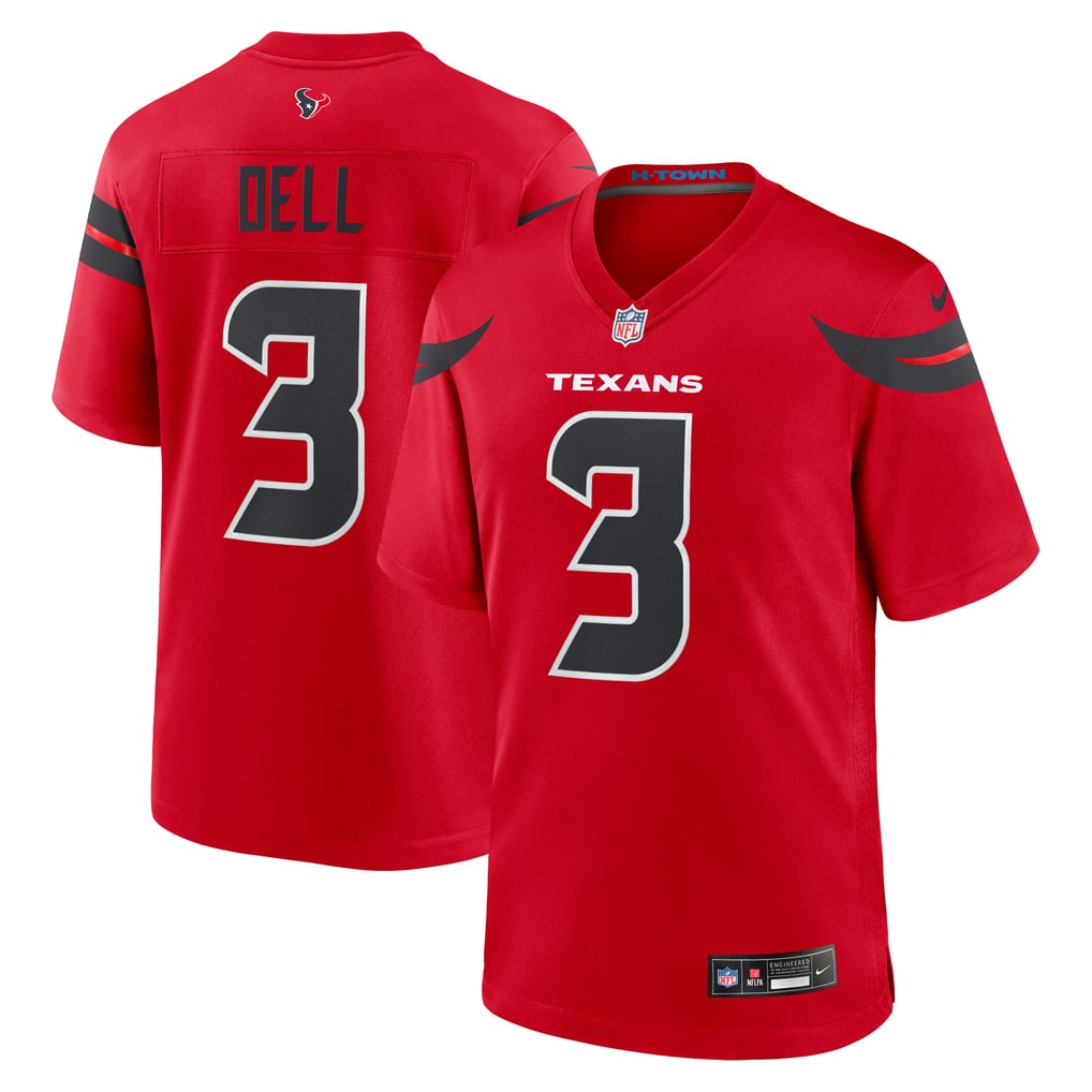 Men's Houston Texans Tank Dell Nike  Red Alternate Game Jersey - Image 1