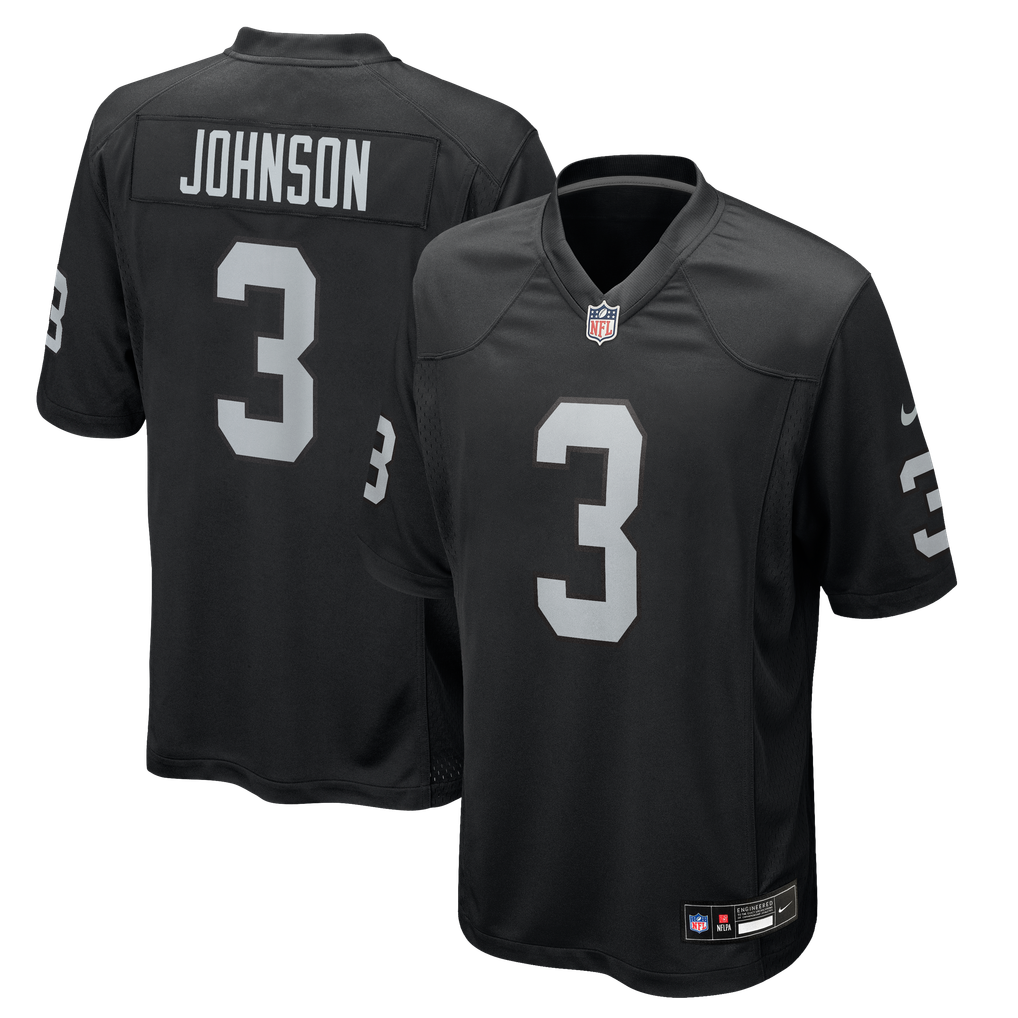 Men's Las Vegas Raiders Taron Johnson Nike Black Team Game Jersey - Image 1