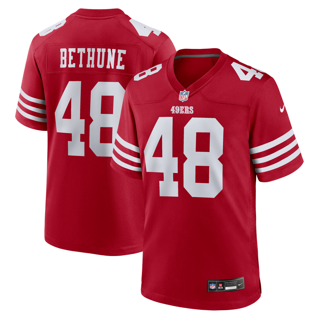 Men's San Francisco 49ers Tatum Bethune Nike  Scarlet  Game Jersey - Image 2