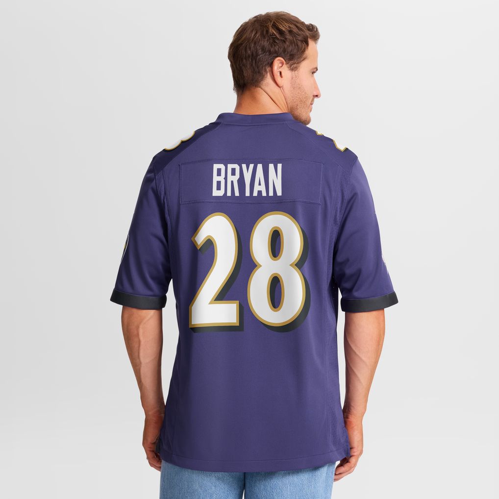 Men's Baltimore Ravens Taven Bryan Nike Purple Team Game Jersey