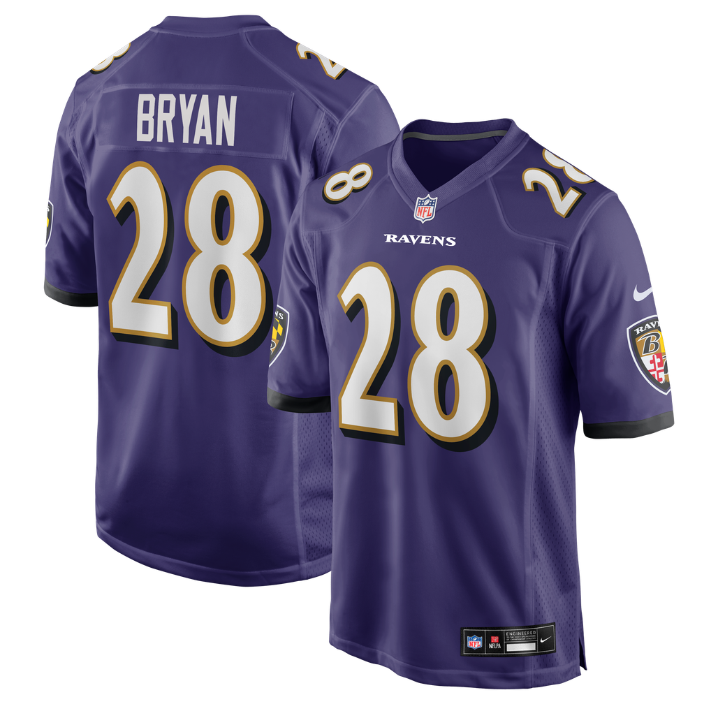 Men's Baltimore Ravens Taven Bryan Nike Purple Team Game Jersey