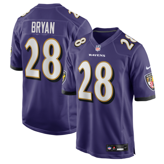 Men's Baltimore Ravens Taven Bryan Nike Purple Team Game Jersey