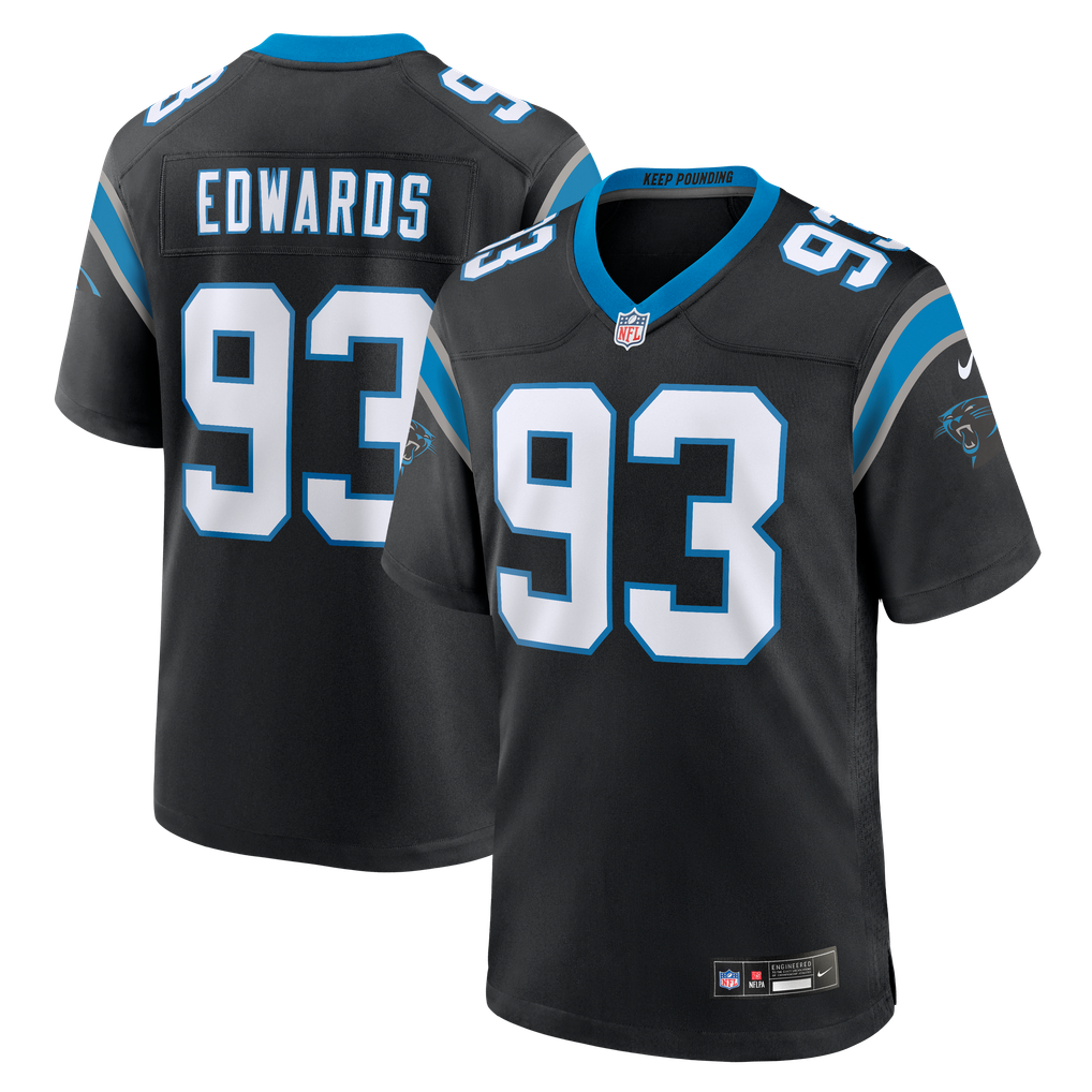 Men's Carolina Panthers TeRah Edwards Nike Black Team Game Jersey - Image 1