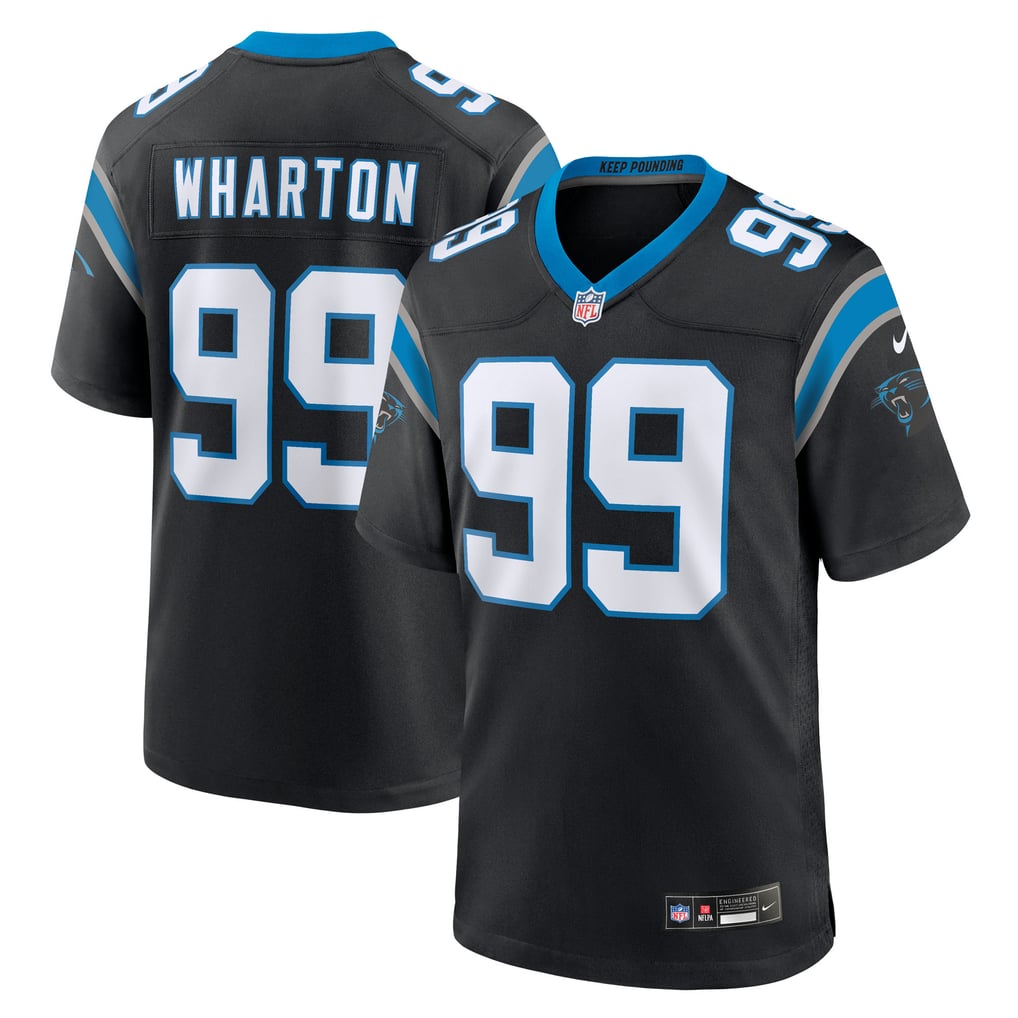 Men's Carolina Panthers Tershawn Wharton Nike Black Team Game Jersey - Image 1