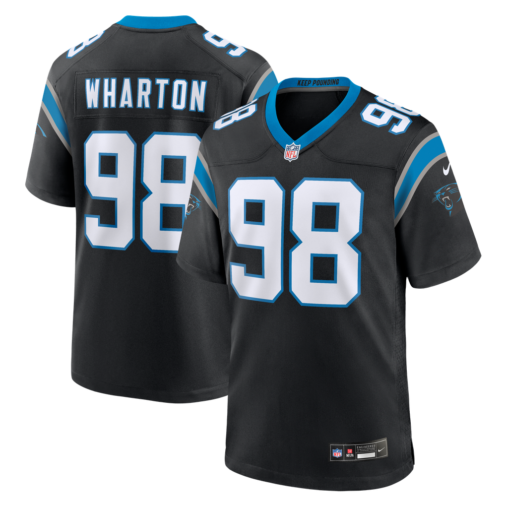 Men's Carolina Panthers Tershawn Wharton Nike Black Team Game Jersey - Image 2
