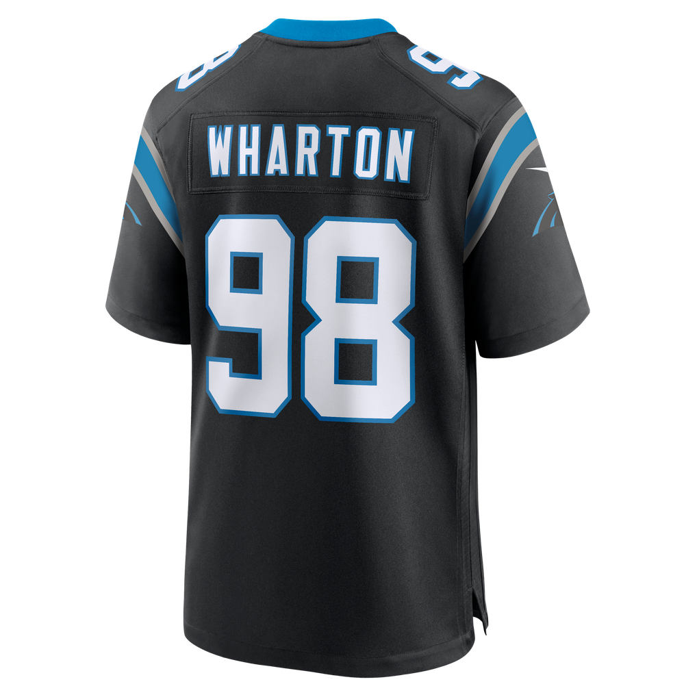 Men's Carolina Panthers Tershawn Wharton Nike Black Team Game Jersey - Image 4