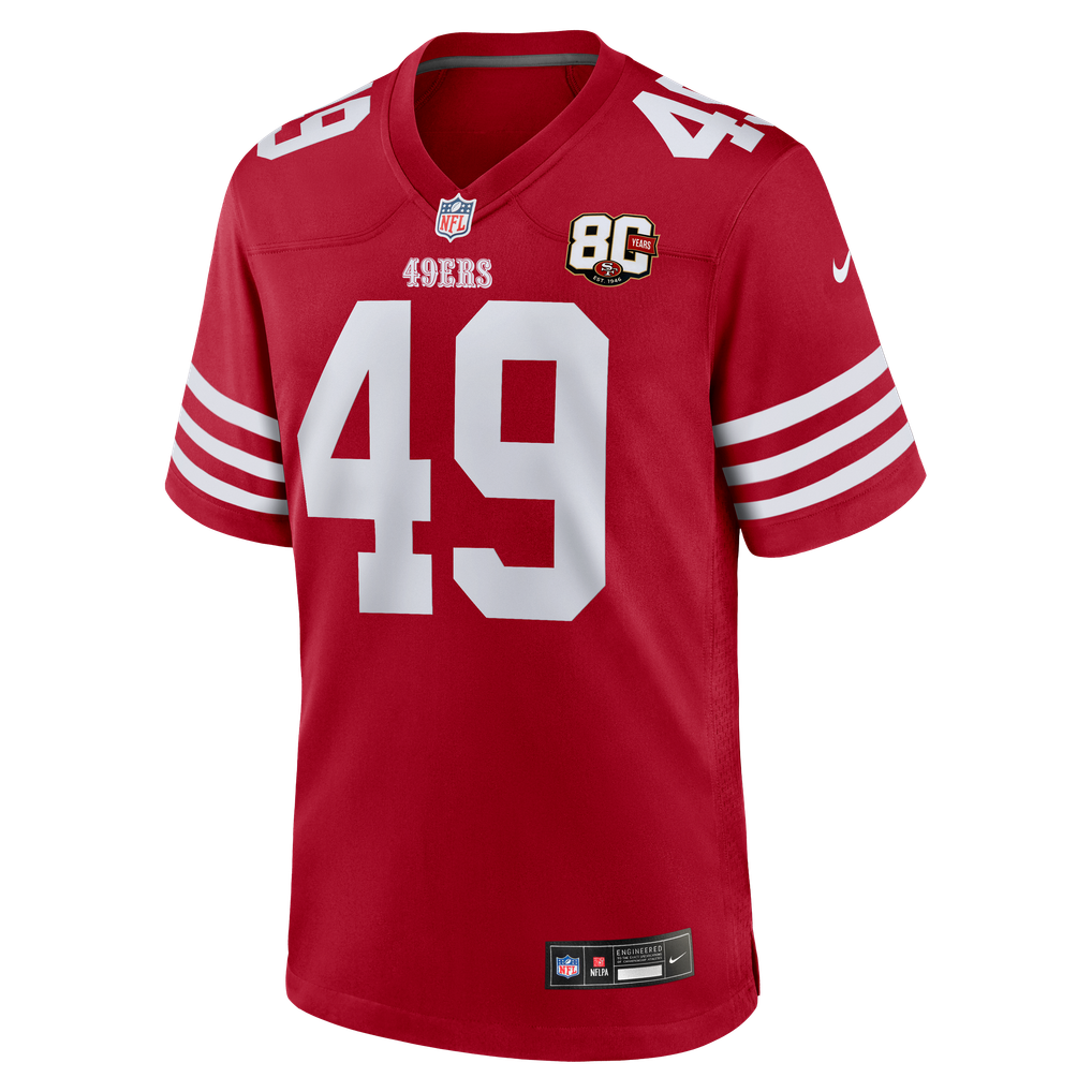 Men's San Francisco 49ers The Faithful Nike Scarlet 80th Anniversary Game Jersey - Image 3