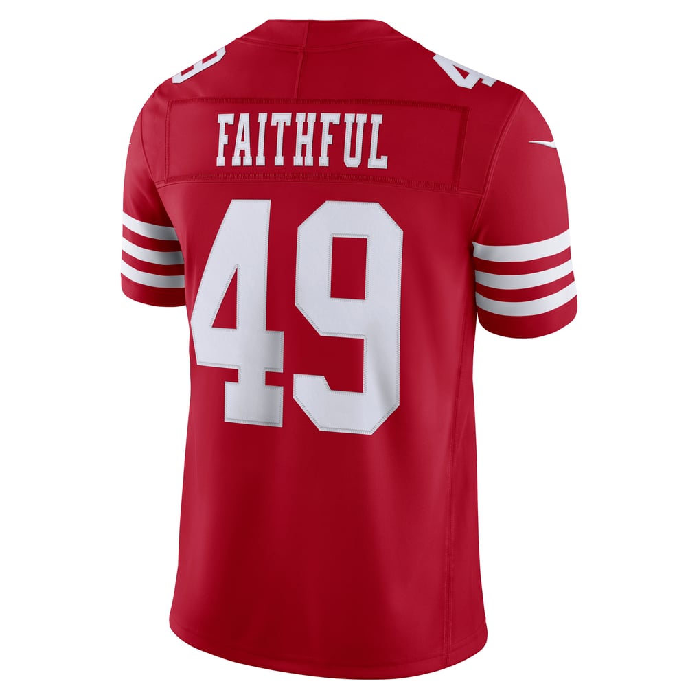 Men's San Francisco 49ers The Faithful Nike Scarlet Team Vapor F.U.S.E. Stitched Limited Jersey - Image 4