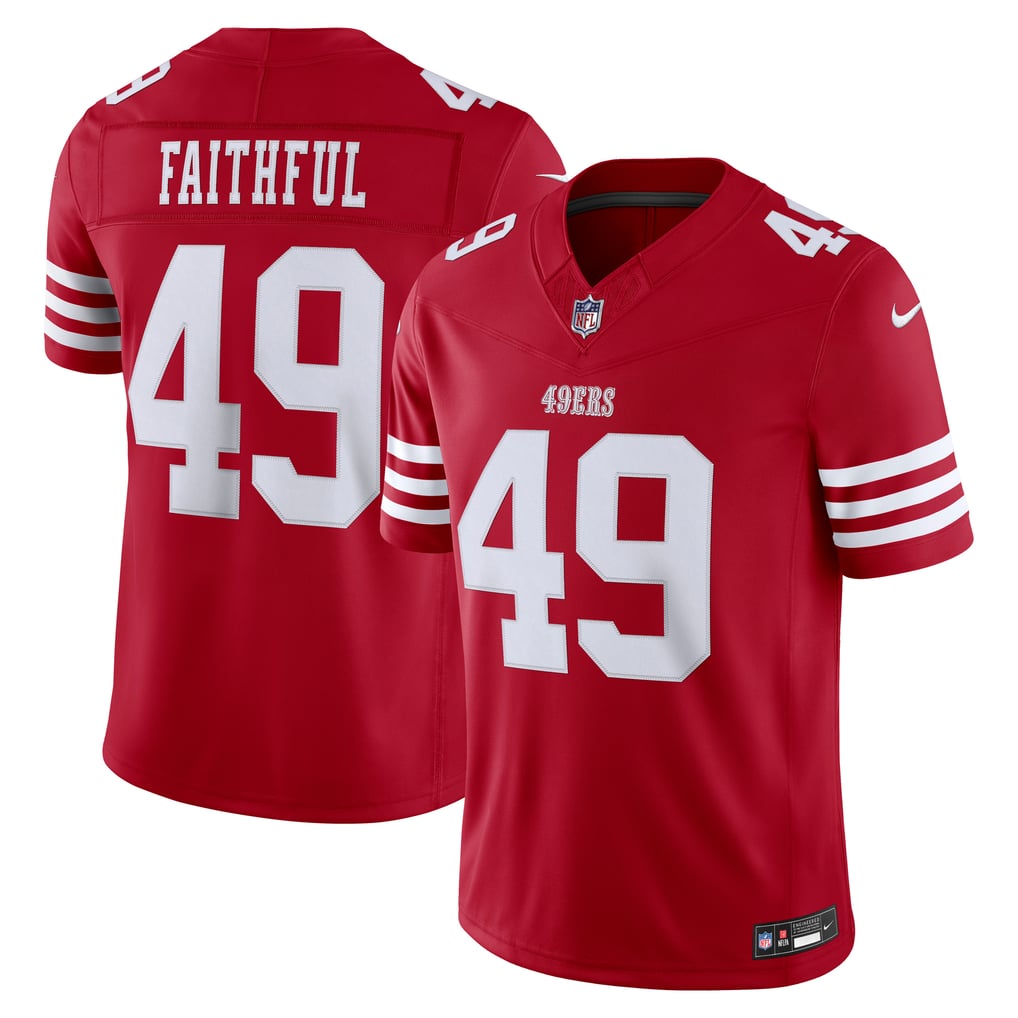 Men's San Francisco 49ers The Faithful Nike Scarlet Team Vapor F.U.S.E. Stitched Limited Jersey - Image 1
