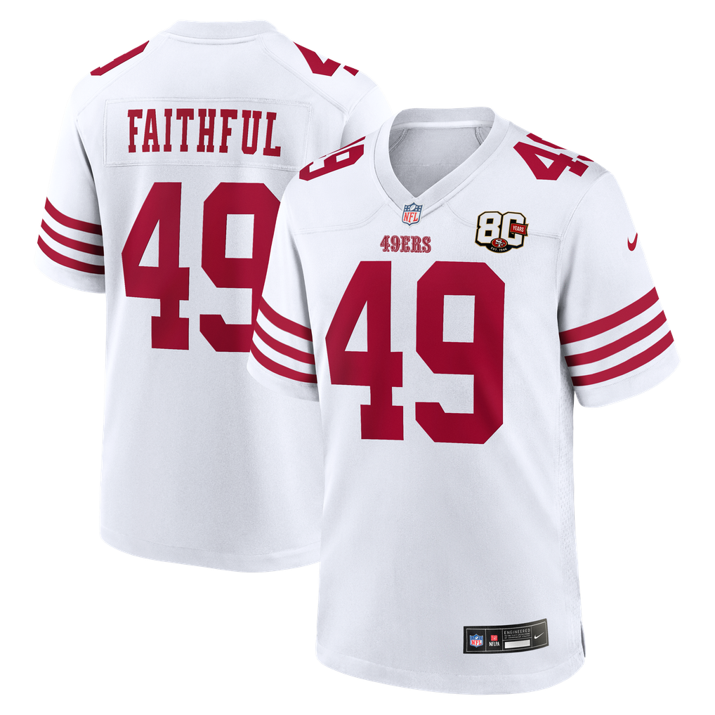 Men's San Francisco 49ers The Faithful Nike White 80th Anniversary Game Jersey - Image 2