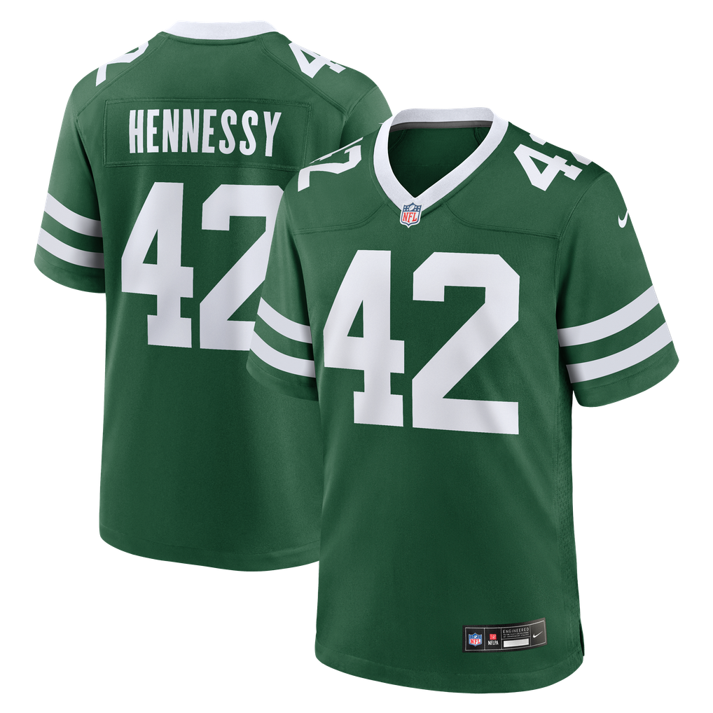 Men's New York Jets Thomas Hennessy Nike Legacy Green Team Game Jersey - Image 1