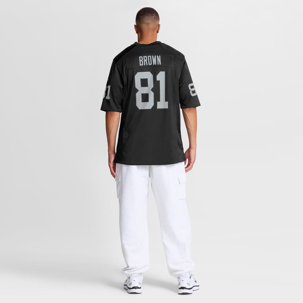 Men's Las Vegas Raiders Tim Brown Nike Black Game Retired Player Jersey - Image 9