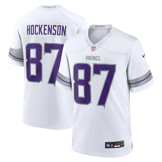 Men's Minnesota Vikings T.J. Hockenson Nike White Alternate Game Player Jersey - Image 1