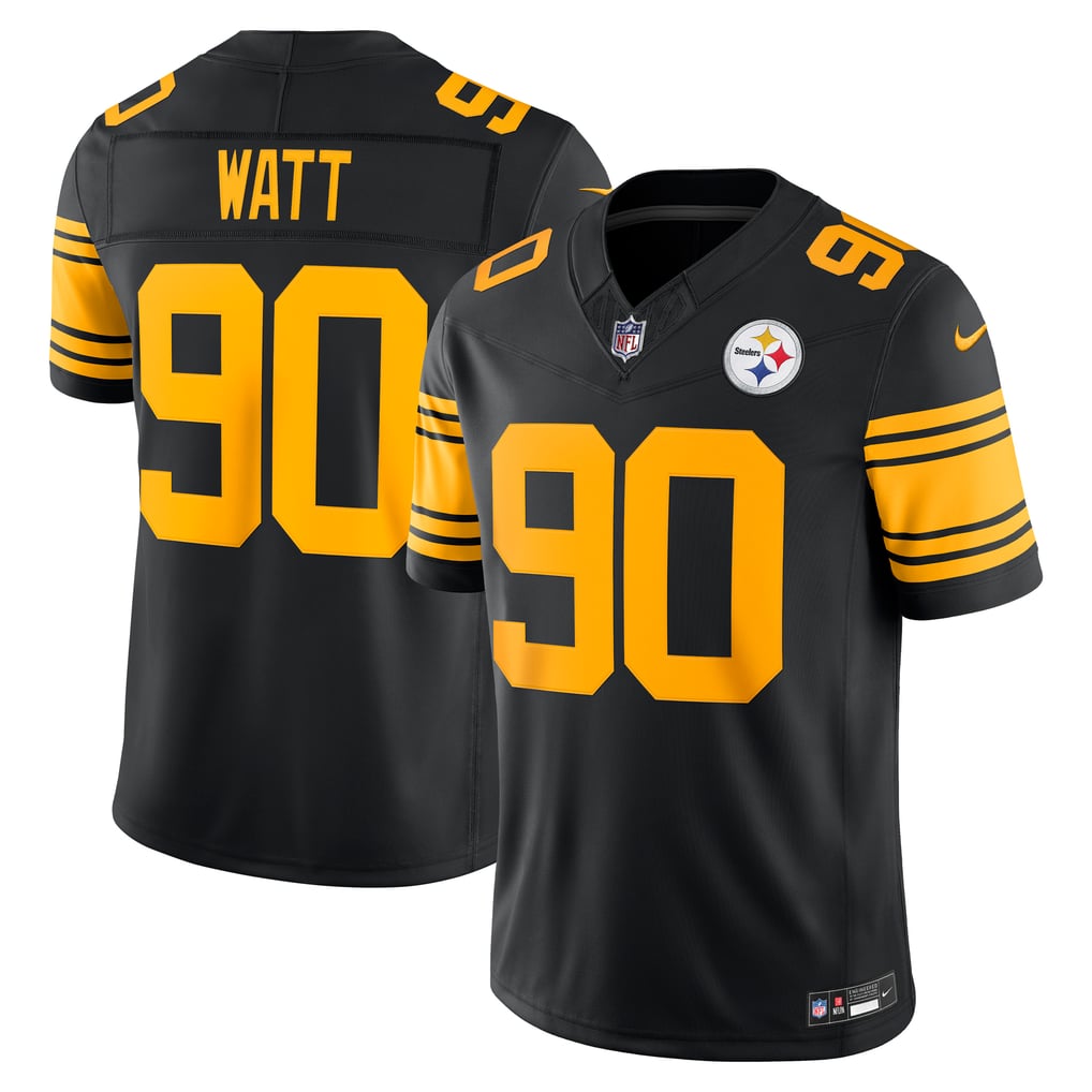 Men's Pittsburgh Steelers T.J. Watt Nike Black Alternate Vapor F.U.S.E. Stitched Limited Jersey - Image 2