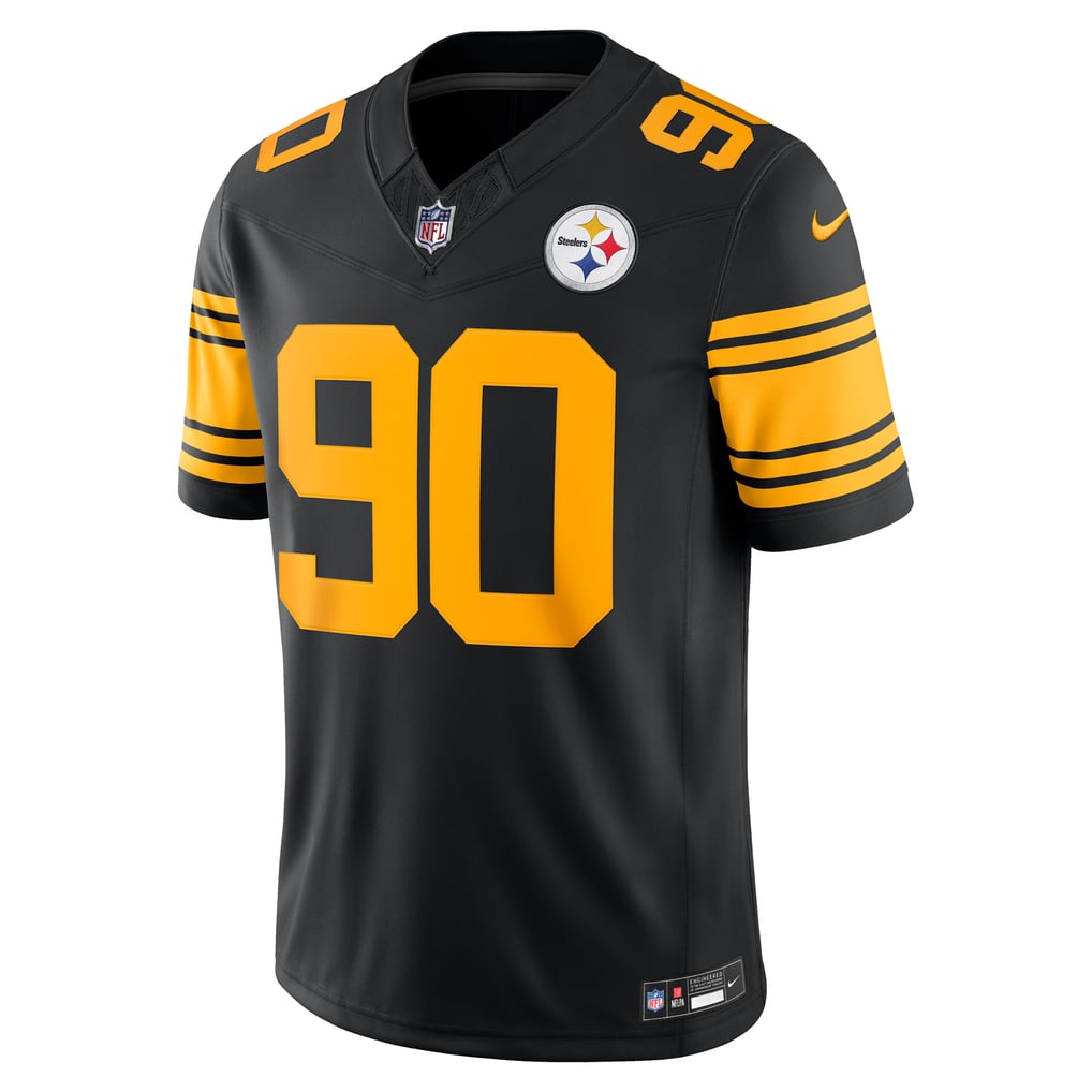 Men's Pittsburgh Steelers T.J. Watt Nike Black Alternate Vapor F.U.S.E. Stitched Limited Jersey - Image 3