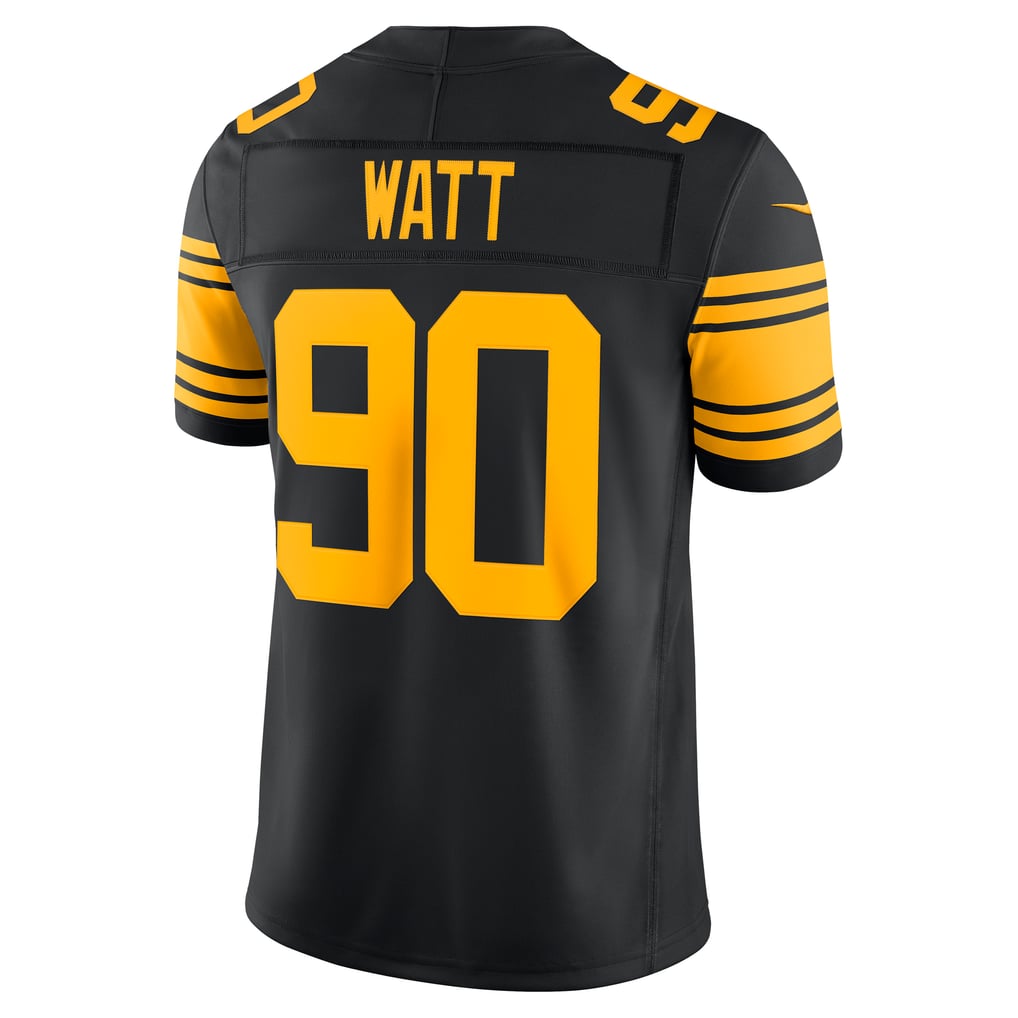Men's Pittsburgh Steelers T.J. Watt Nike Black Alternate Vapor F.U.S.E. Stitched Limited Jersey - Image 4