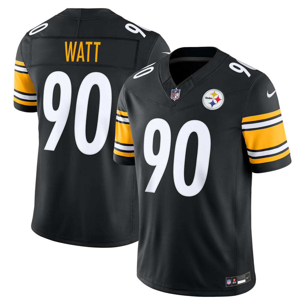 Men's Pittsburgh Steelers T.J. Watt Nike Black Team Vapor F.U.S.E. Stitched Limited Jersey - Image 2