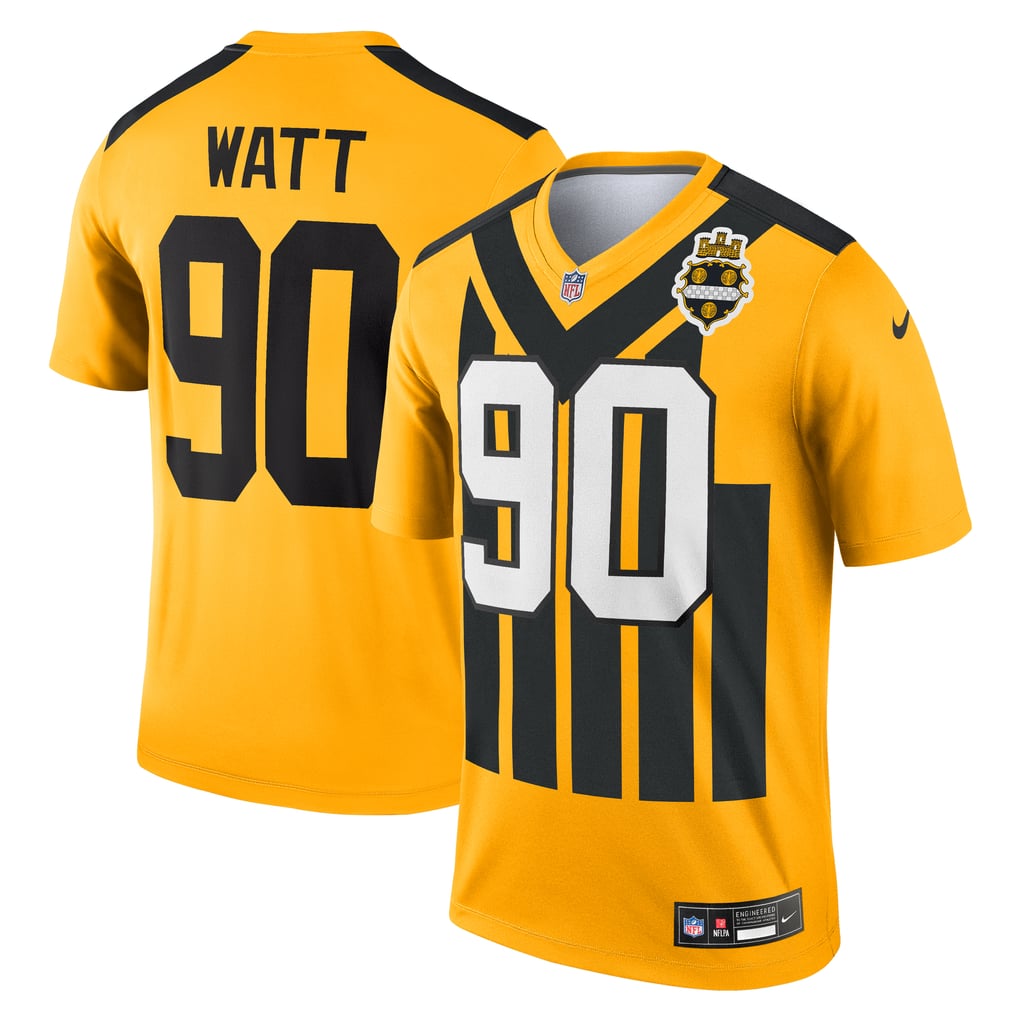 Men's Pittsburgh Steelers T.J. Watt Nike Gold Alternate 1933 Throwback Legend Player Performance Top - Image 1