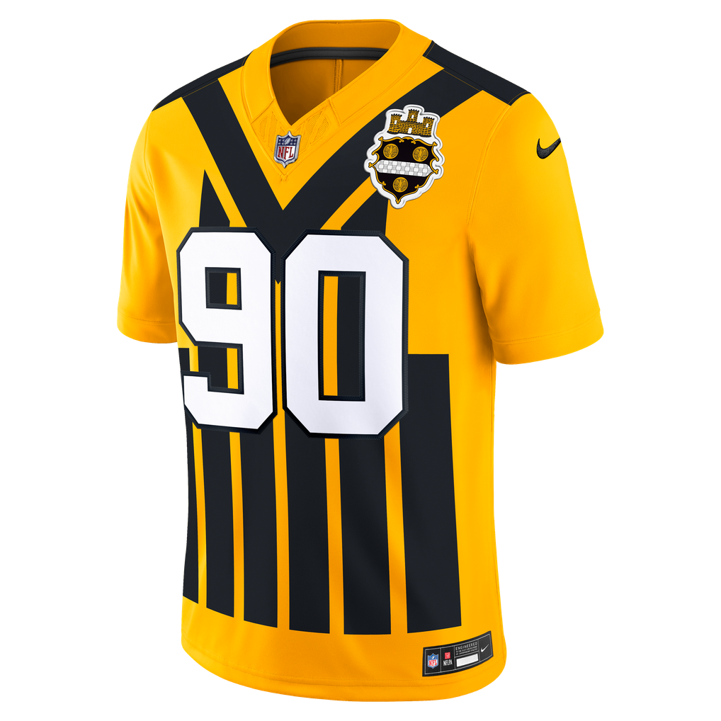Men's Pittsburgh Steelers T.J. Watt Nike Gold Alternate Vapor F.U.S.E. Stitched Limited Jersey - Image 3