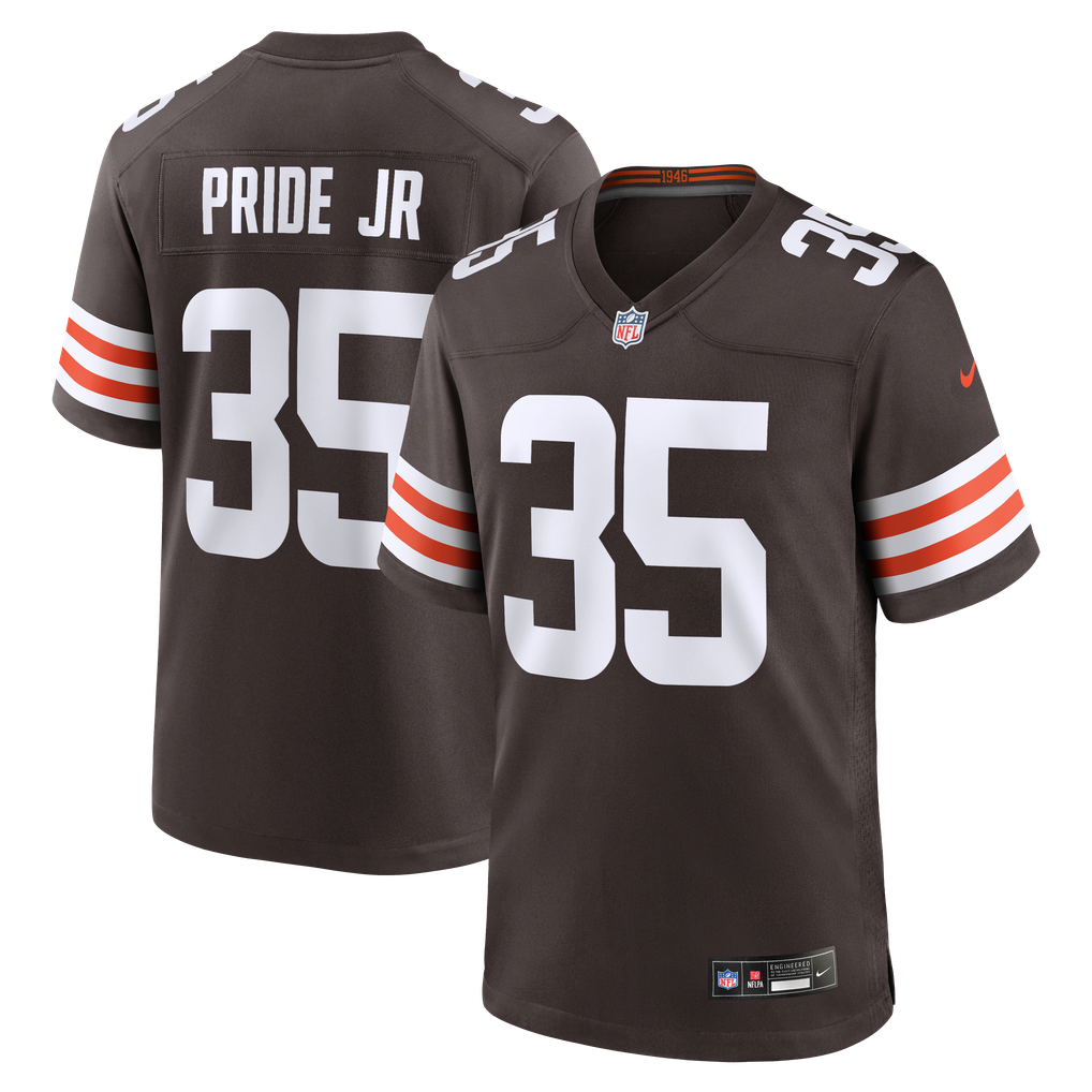 Men's Cleveland Browns Toriano Pride Jr. Nike Brown Team Game Jersey - Image 2