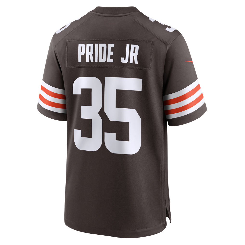 Men's Cleveland Browns Toriano Pride Jr. Nike Brown Team Game Jersey - Image 6