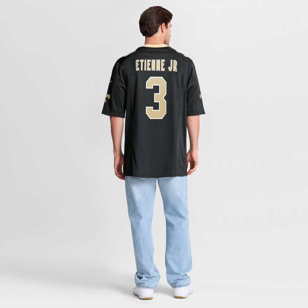 Men's New Orleans Saints Travis Etienne Jr Nike Black Game Jersey - Image 4