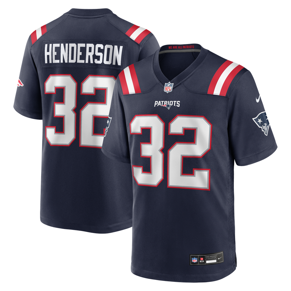 Men's New England Patriots TreVeyon Henderson Nike Navy 2025 NFL Draft Game Jersey - Image 2