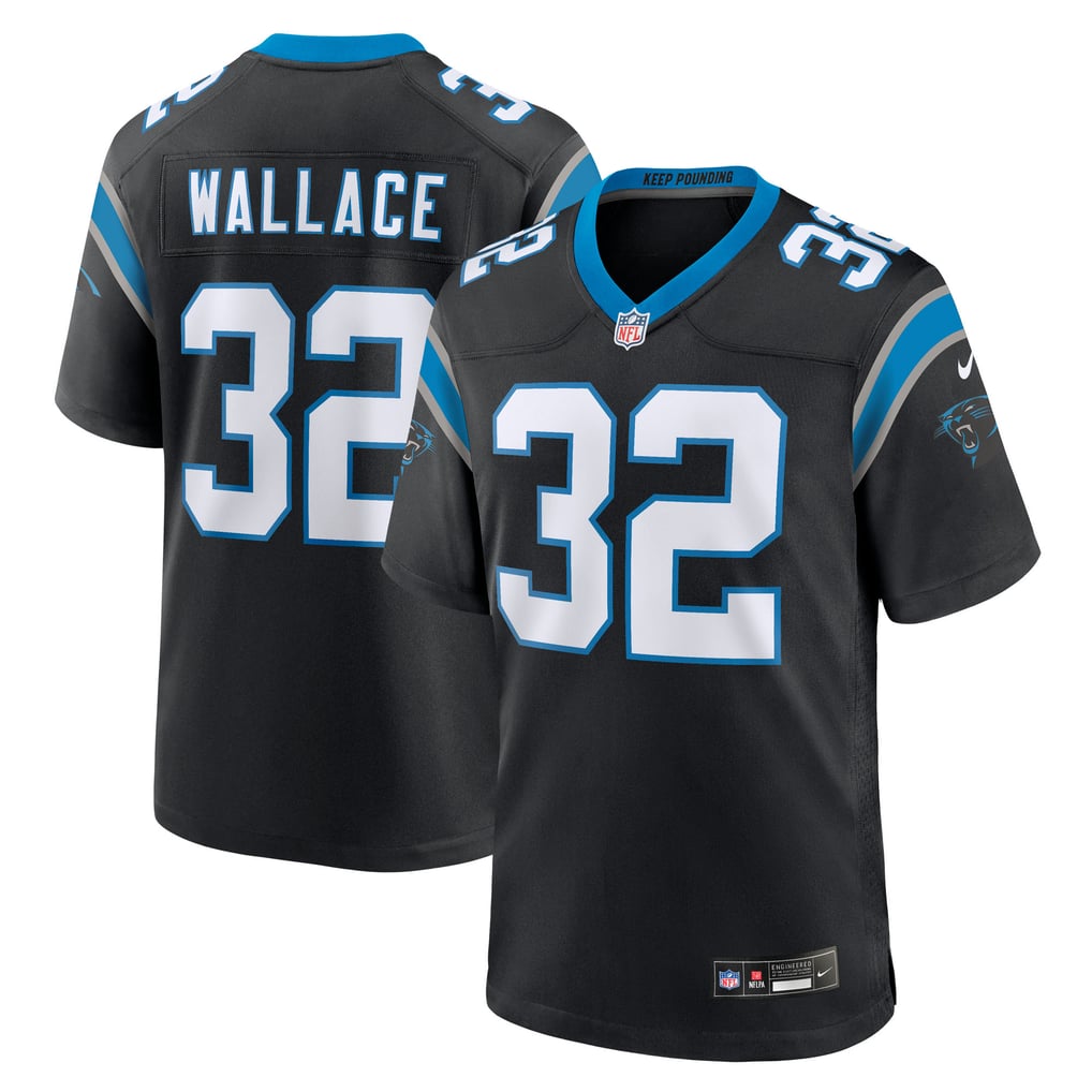 Men's Carolina Panthers Trevin Wallace Nike Black Team Game Jersey - Image 2