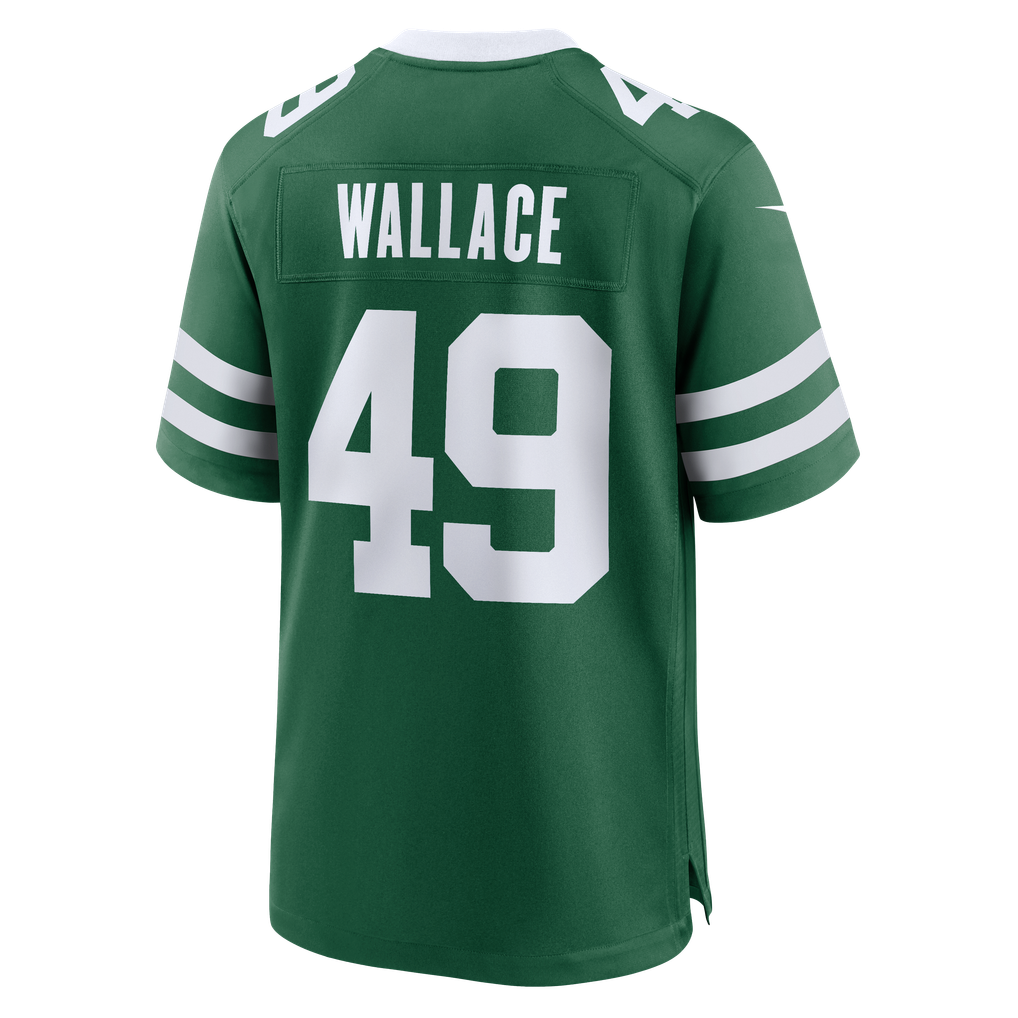 Men's New York Jets Trevin Wallace Nike Legacy Green Team Game Jersey - Image 6