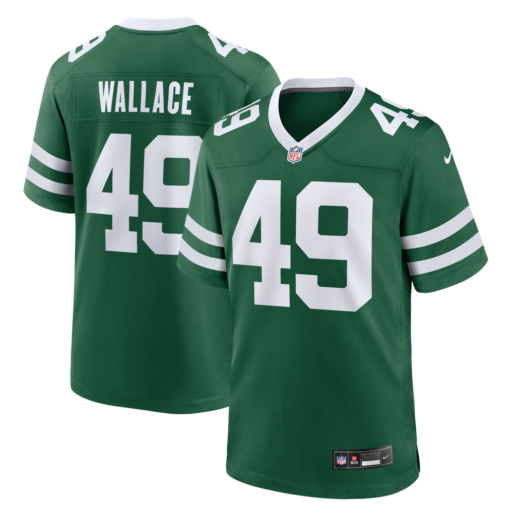 Men's New York Jets Trevin Wallace Nike Legacy Green Team Game Jersey - Image 1