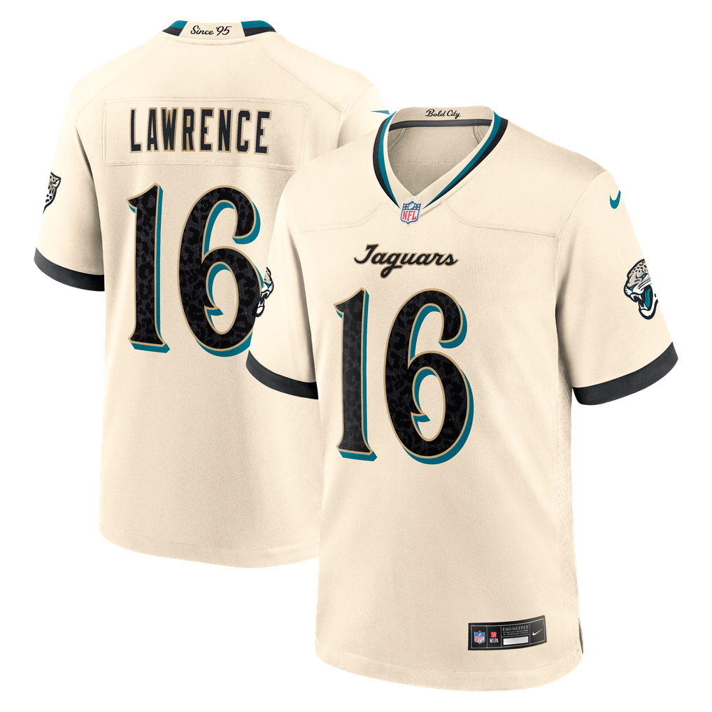 Men's Jacksonville Jaguars Trevor Lawrence Nike Natural 2026 Rivalries Collection Game Jersey - Image 1