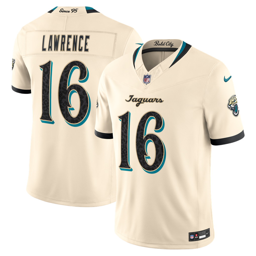 Men's Jacksonville Jaguars Trevor Lawrence Nike Natural 2026 Rivalries Collection Stitched Limited Jersey - Image 2