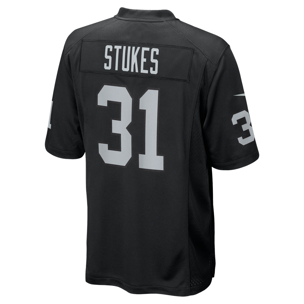 Men's Las Vegas Raiders Treydan Stukes Nike Black Team Game Jersey - Image 6