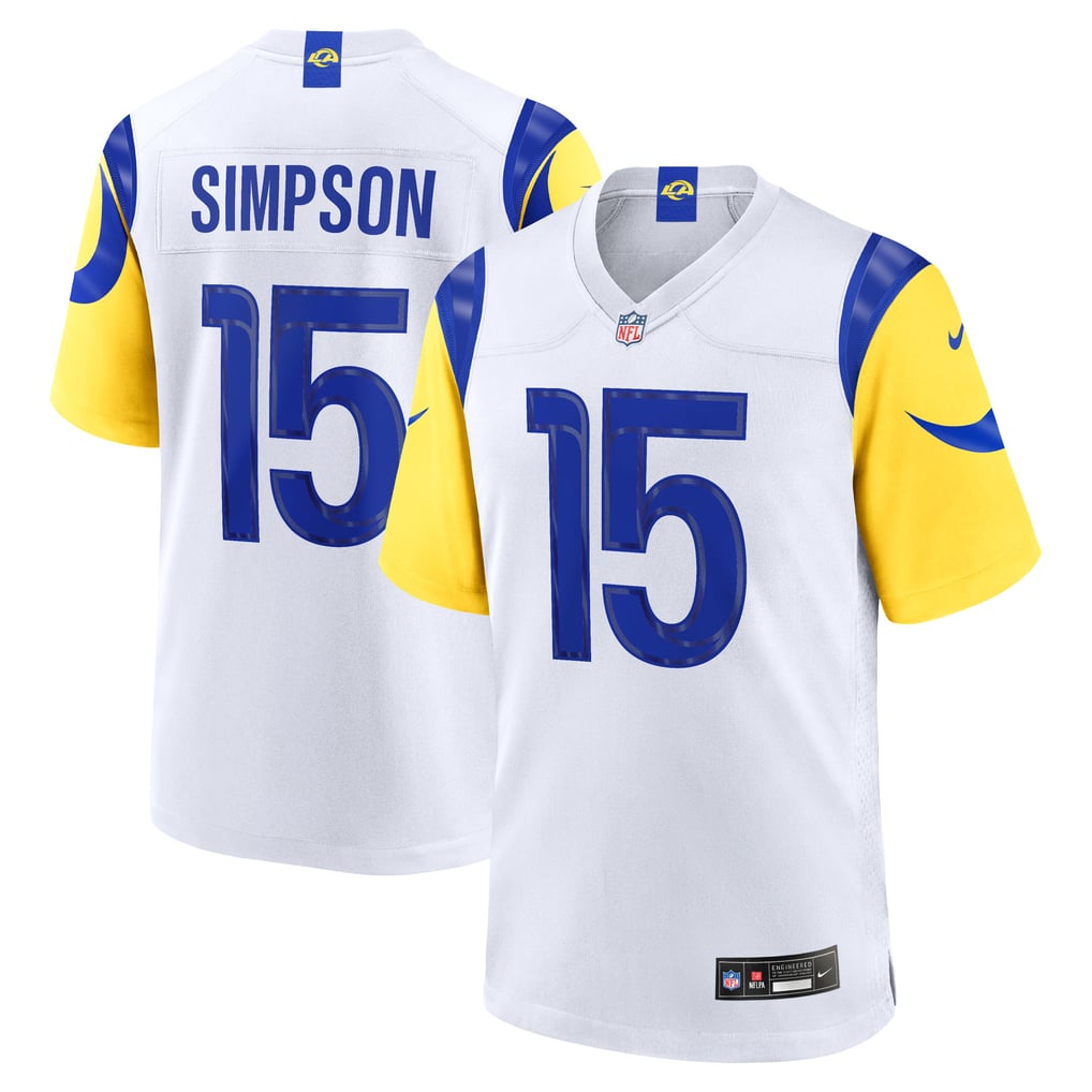 Men's Los Angeles Rams Ty Simpson Nike White Game Jersey - Image 1