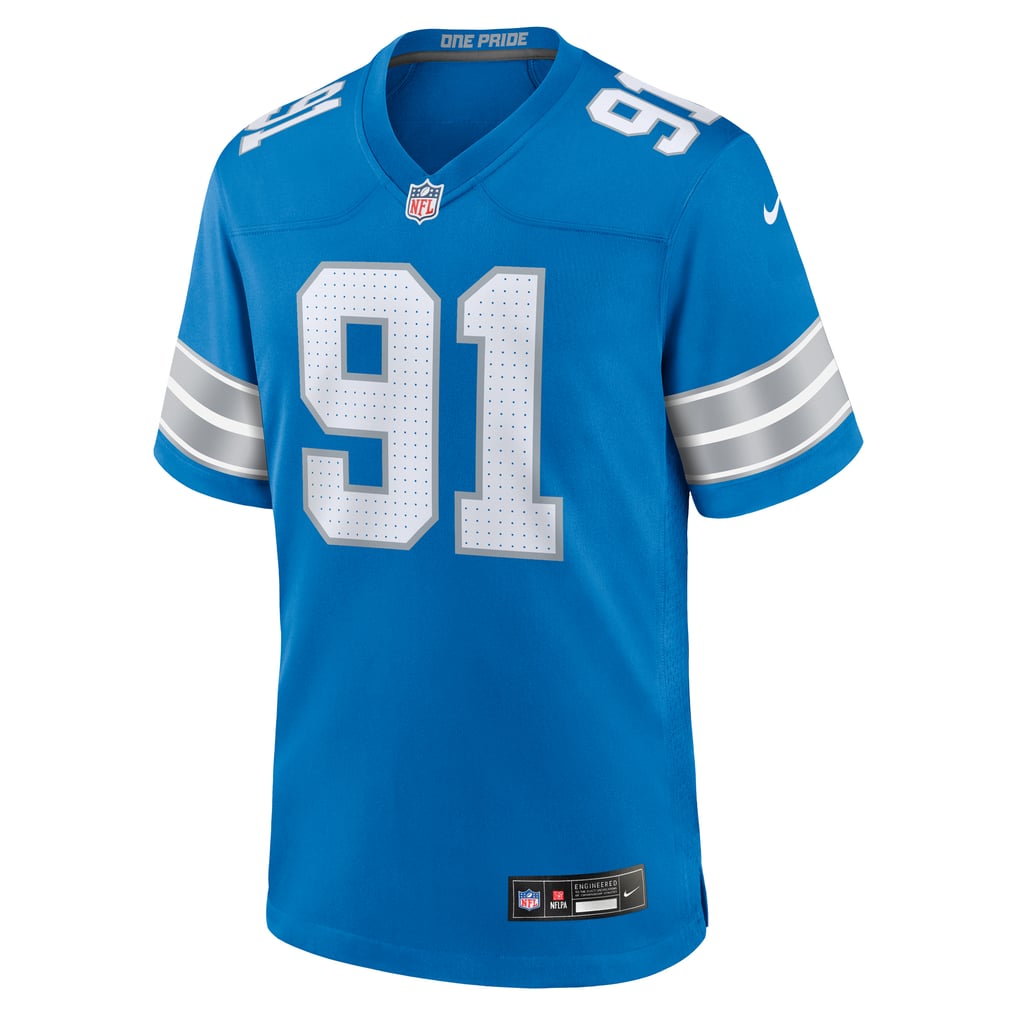 Men's Detroit Lions Tyleik Williams Nike Blue Team Game Jersey - Image 3
