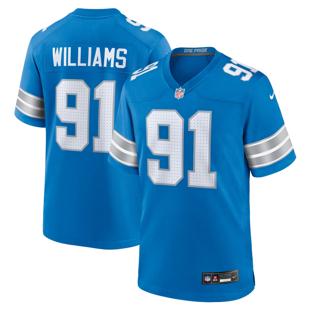 Men's Detroit Lions Tyleik Williams Nike Blue Team Game Jersey - Image 1